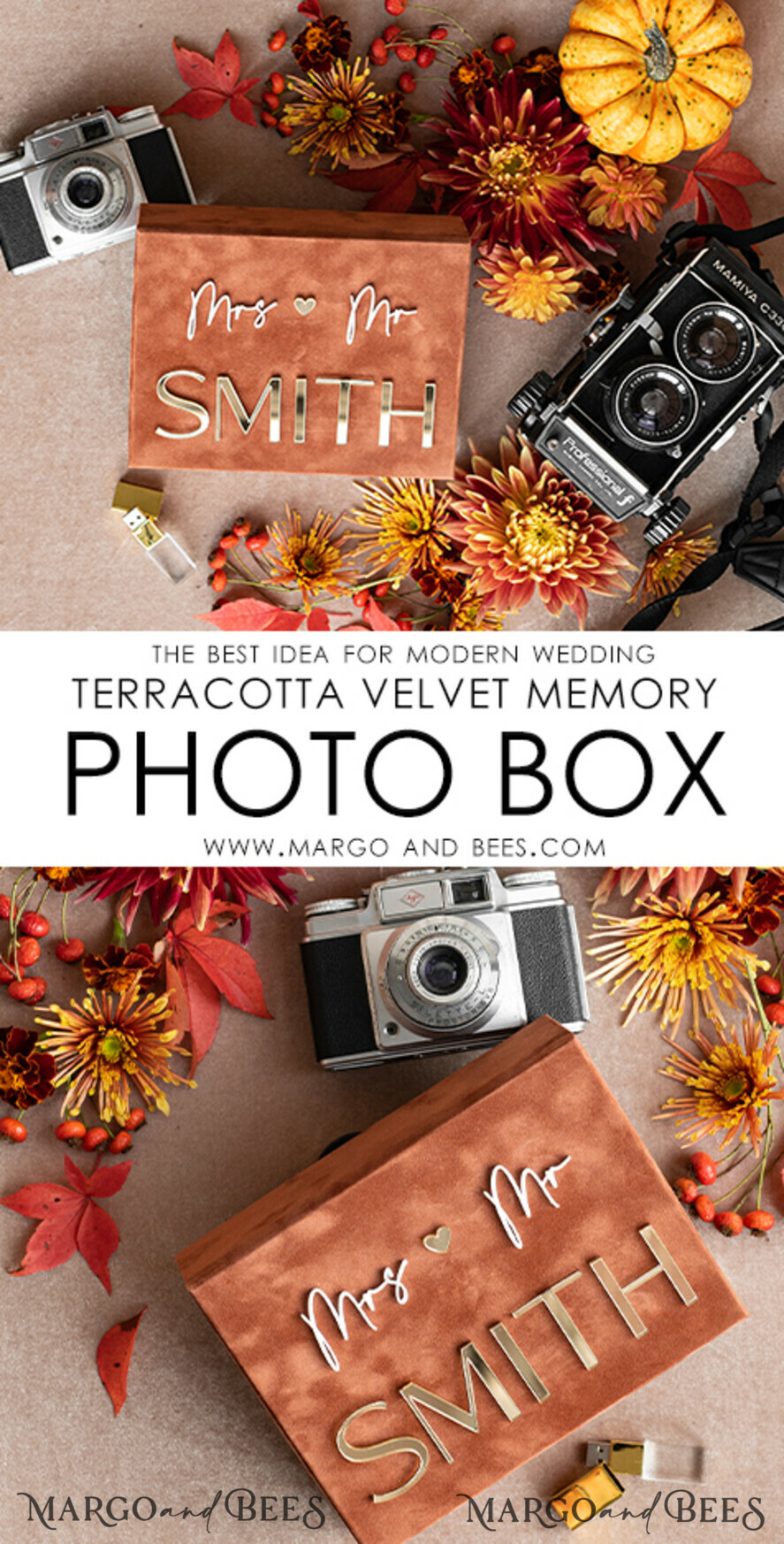PHOTO ALBUM/ PHOTO BOX Velvet Photo Box Photographer Box Terracotta Velvet Photo Box Photographer Box Wedding Memory Box, Burnt Orange Custom Keepsake Box, Rust Photographer Gifts for Clients, Wedding Pictures packaging, Custom photography Copper box