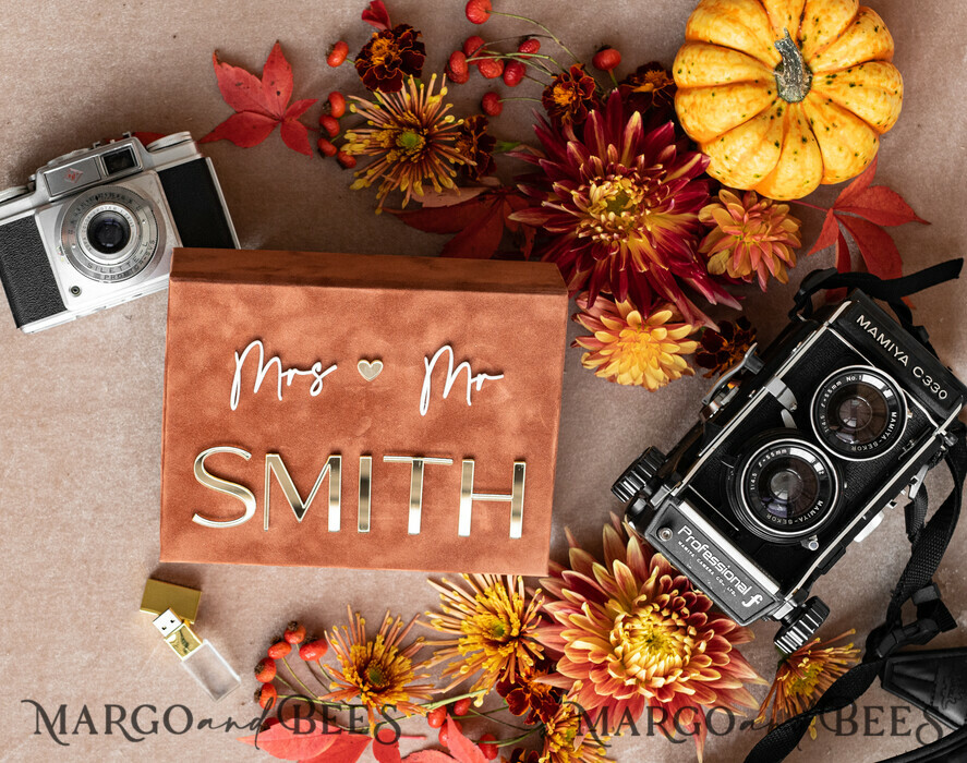 PHOTO ALBUM/ PHOTO BOX Velvet Photo Box Photographer Box Terracotta Velvet Photo Box Photographer Box Wedding Memory Box, Burnt Orange Custom Keepsake Box, Rust Photographer Gifts for Clients, Wedding Pictures packaging, Custom photography Copper box
