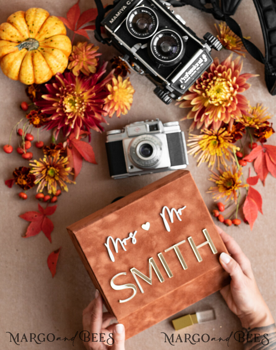 PHOTO ALBUM/ PHOTO BOX Velvet Photo Box Photographer Box Terracotta Velvet Photo Box Photographer Box Wedding Memory Box, Burnt Orange Custom Keepsake Box, Rust Photographer Gifts for Clients, Wedding Pictures packaging, Custom photography Copper box