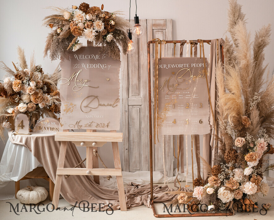 FLOWER GIRL / Page Boy SIGNS acrylic flower girl / page boy signs Personalised Arch acrylic wedding Page Boy sign, Ombre Beige Gold acrylic Page boy sign, painted plexi glass acrylic flower girl sign, flower girl wedding day sign, boho glam arch gold acrylic wedding decor for flower girl, daddy its time to give mummy our last name, arch acrylic here comes the bride