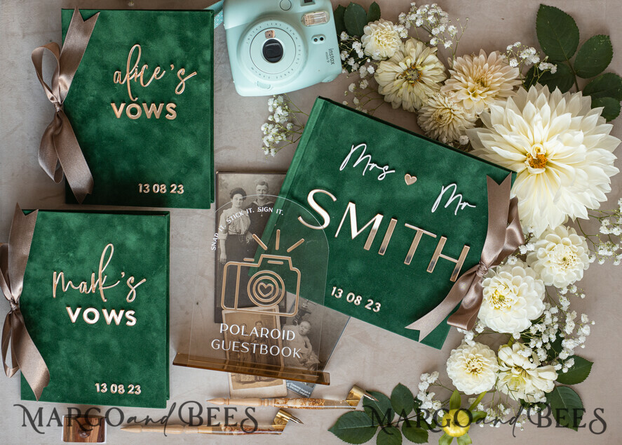 WEDDING GUEST BOOKS Bundle Gustbooks & Vows set Bundle Personalised Wedding Guest Book & Custom Made Wedding Vows set of two - Bundle guestbook and vows books