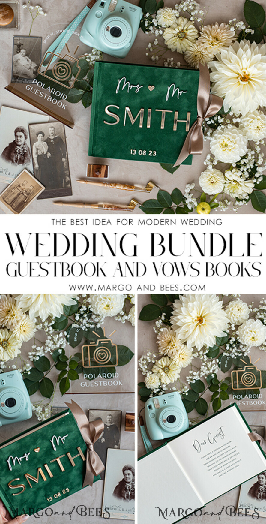 WEDDING GUEST BOOKS Bundle Gustbooks & Vows set Bundle Personalised Wedding Guest Book & Custom Made Wedding Vows set of two - Bundle guestbook and vows books