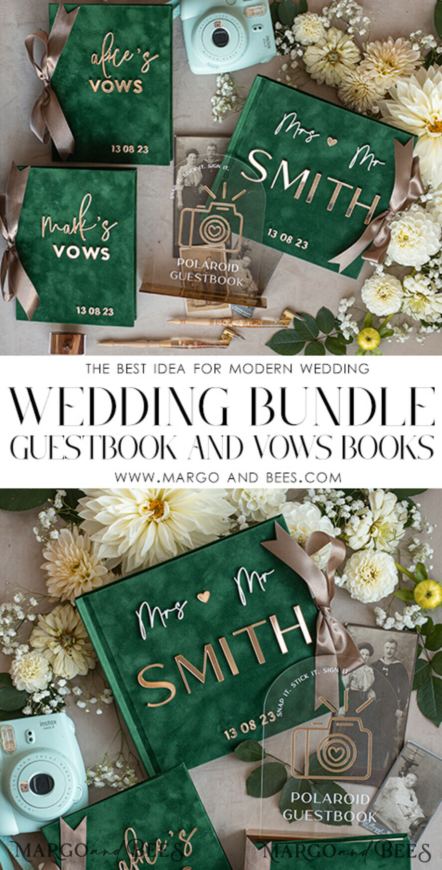 WEDDING GUEST BOOKS Bundle Gustbooks & Vows set Bundle Personalised Wedding Guest Book & Custom Made Wedding Vows set of two - Bundle guestbook and vows books