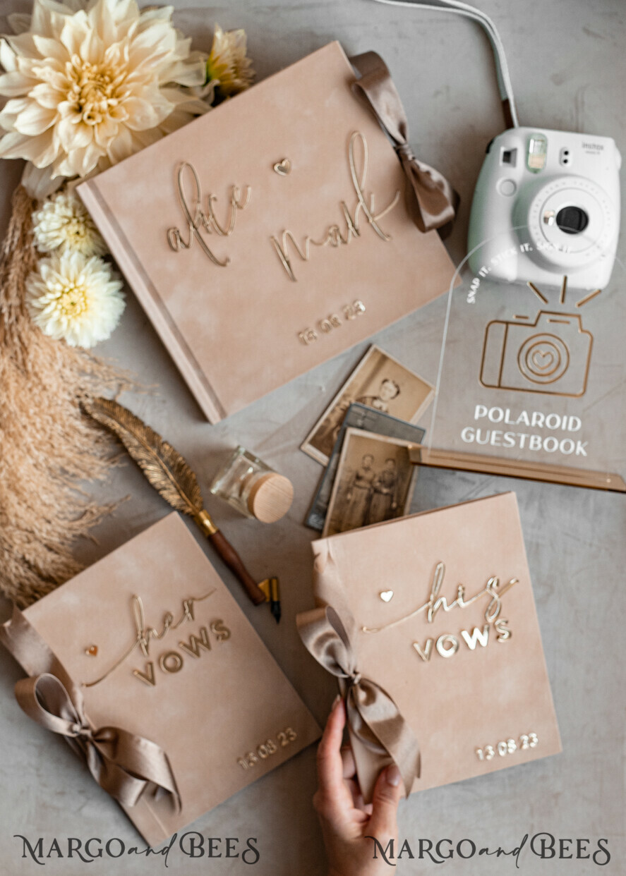 WEDDING GUEST BOOKS Bundle Gustbooks & Vows set Bundle Personalised Wedding Guest Book & Custom Made Wedding Vows set of two - Bundle guestbook and vows books