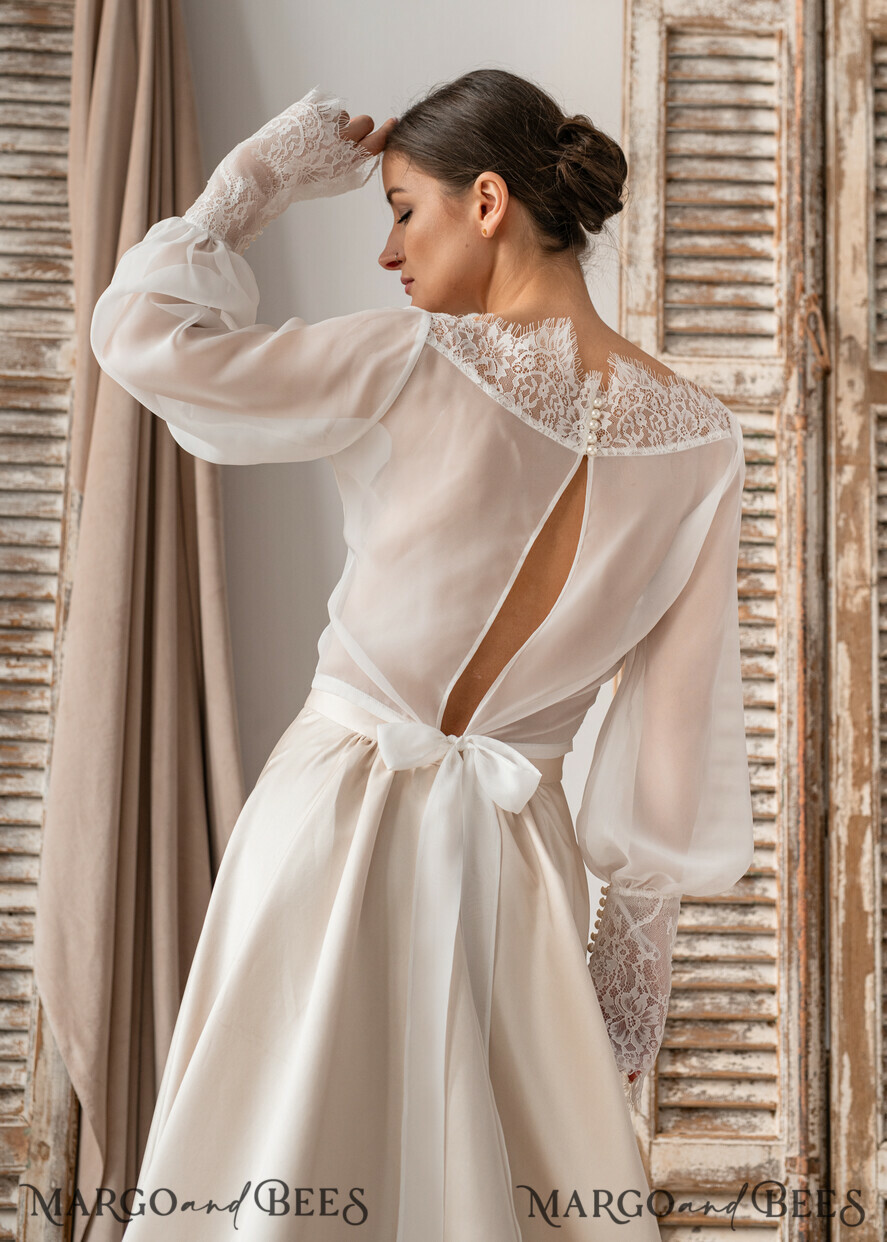 BRIDE bolero, robes, garter LACE WEDDING BOLERO Ivory Silk and Lace Wedding bolero long sleeve, Shrug Women Wedding, Bridal Backless Coverup, Ivory Blouse for Bride, Bridal Lace Blouse, dress capalet