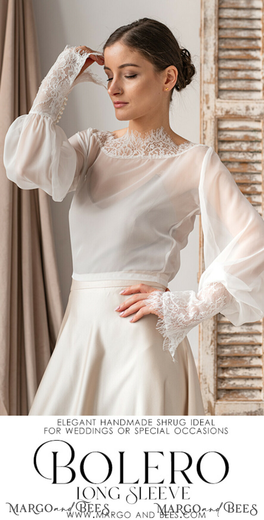 BRIDE bolero, robes, garter LACE WEDDING BOLERO Ivory Silk and Lace Wedding bolero long sleeve, Shrug Women Wedding, Bridal Backless Coverup, Ivory Blouse for Bride, Bridal Lace Blouse, dress capalet