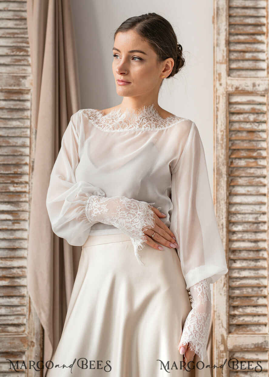 BRIDE bolero, robes, garter LACE WEDDING BOLERO Ivory Silk and Lace Wedding bolero long sleeve, Shrug Women Wedding, Bridal Backless Coverup, Ivory Blouse for Bride, Bridal Lace Blouse, dress capalet