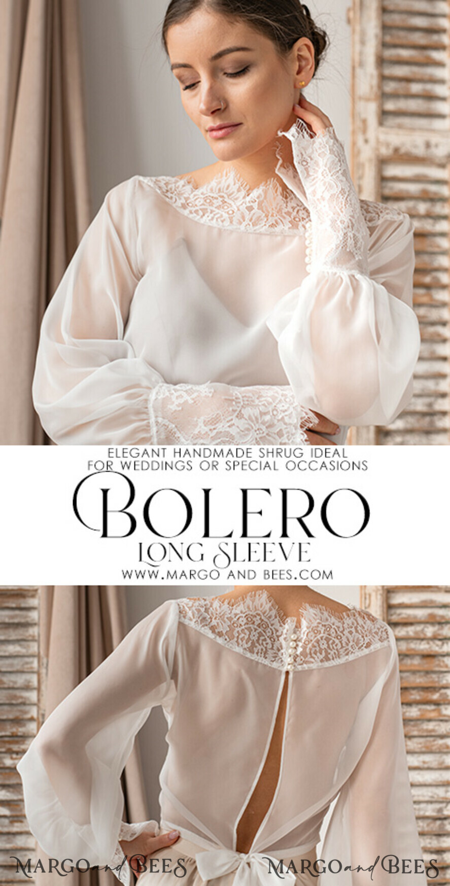 BRIDE bolero, robes, garter LACE WEDDING BOLERO Ivory Silk and Lace Wedding bolero long sleeve, Shrug Women Wedding, Bridal Backless Coverup, Ivory Blouse for Bride, Bridal Lace Blouse, dress capalet