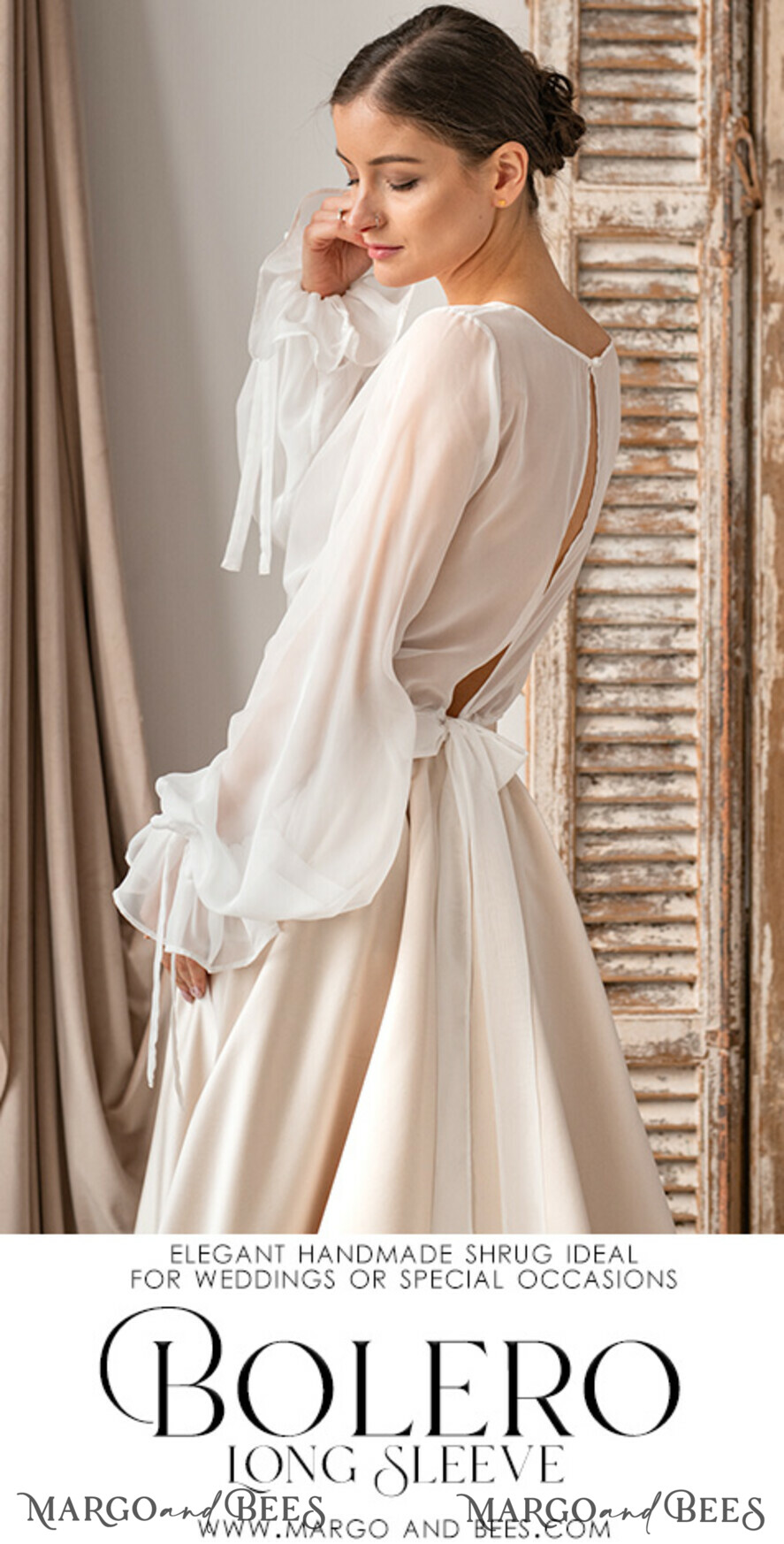BRIDE bolero, robes, garter LACE WEDDING BOLERO Ivory Silk Wedding bolero long sleeve, Shrug Women Wedding, Bridal Modest Coverup, Boho Blouse for Bride, Bridal Lace Blouse, dress capalet