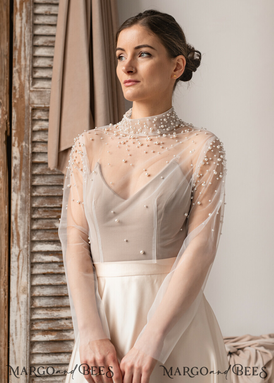 BRIDE bolero, robes, garter LACE WEDDING BOLERO Ivory tulle Wedding bolero long sleeve, Shrug Women Wedding, Bridal Coverup, Ivory Blouse for Bride, Bridal Tulle Blouse, dress capalet