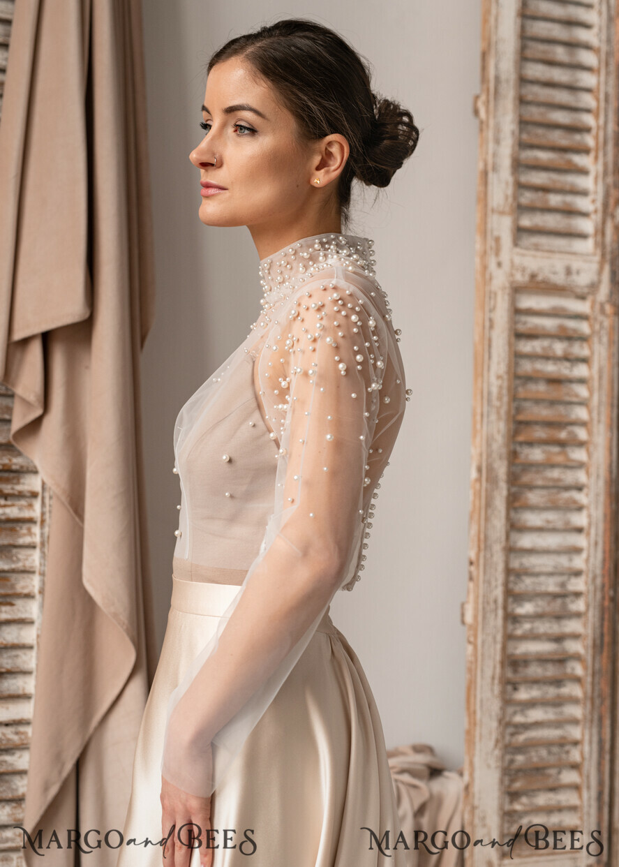 BRIDE bolero, robes, garter LACE WEDDING BOLERO Ivory tulle Wedding bolero long sleeve, Shrug Women Wedding, Bridal Coverup, Ivory Blouse for Bride, Bridal Tulle Blouse, dress capalet