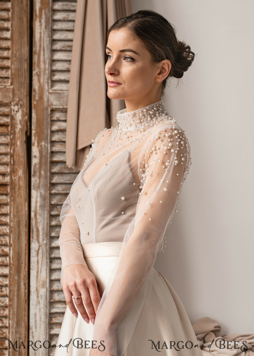BRIDE bolero, robes, garter LACE WEDDING BOLERO Ivory tulle Wedding bolero long sleeve, Shrug Women Wedding, Bridal Coverup, Ivory Blouse for Bride, Bridal Tulle Blouse, dress capalet