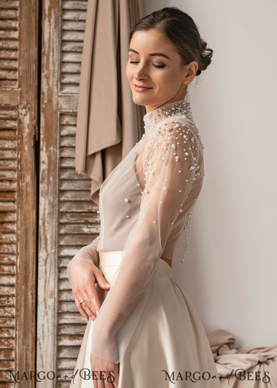 BRIDE bolero, robes, garter LACE WEDDING BOLERO Ivory tulle Wedding bolero long sleeve, Shrug Women Wedding, Bridal Coverup, Ivory Blouse for Bride, Bridal Tulle Blouse, dress capalet