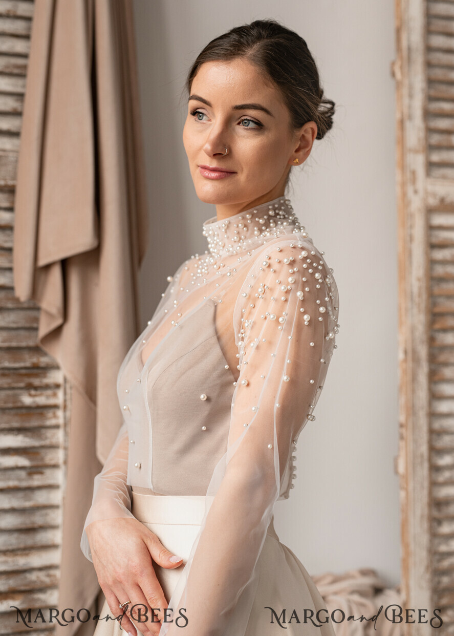 BRIDE bolero, robes, garter LACE WEDDING BOLERO Ivory tulle Wedding bolero long sleeve, Shrug Women Wedding, Bridal Coverup, Ivory Blouse for Bride, Bridal Tulle Blouse, dress capalet