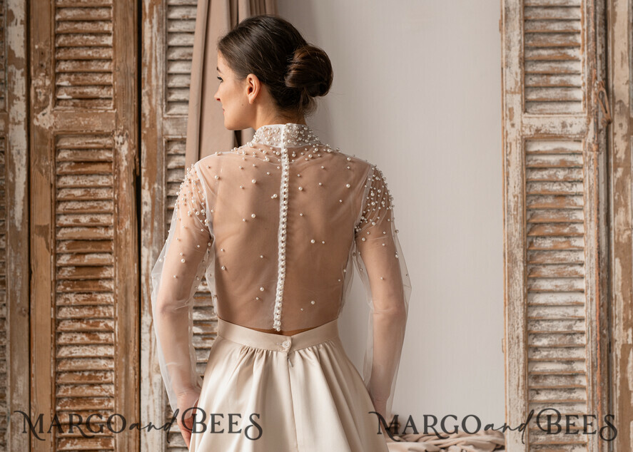 BRIDE bolero, robes, garter LACE WEDDING BOLERO Ivory tulle Wedding bolero long sleeve, Shrug Women Wedding, Bridal Coverup, Ivory Blouse for Bride, Bridal Tulle Blouse, dress capalet