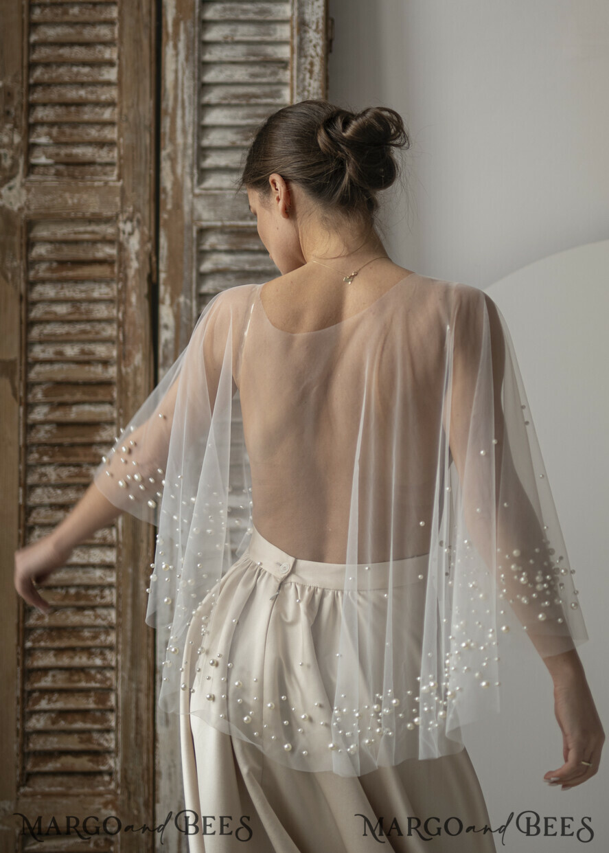 BRIDE bolero, robes, garter LACE WEDDING BOLERO Ivory tulle Wedding bolero, Shrug Women Wedding, Bridal Coverup, Ivory Blouse for Bride, Bridal Tulle Blouse, dress capalet