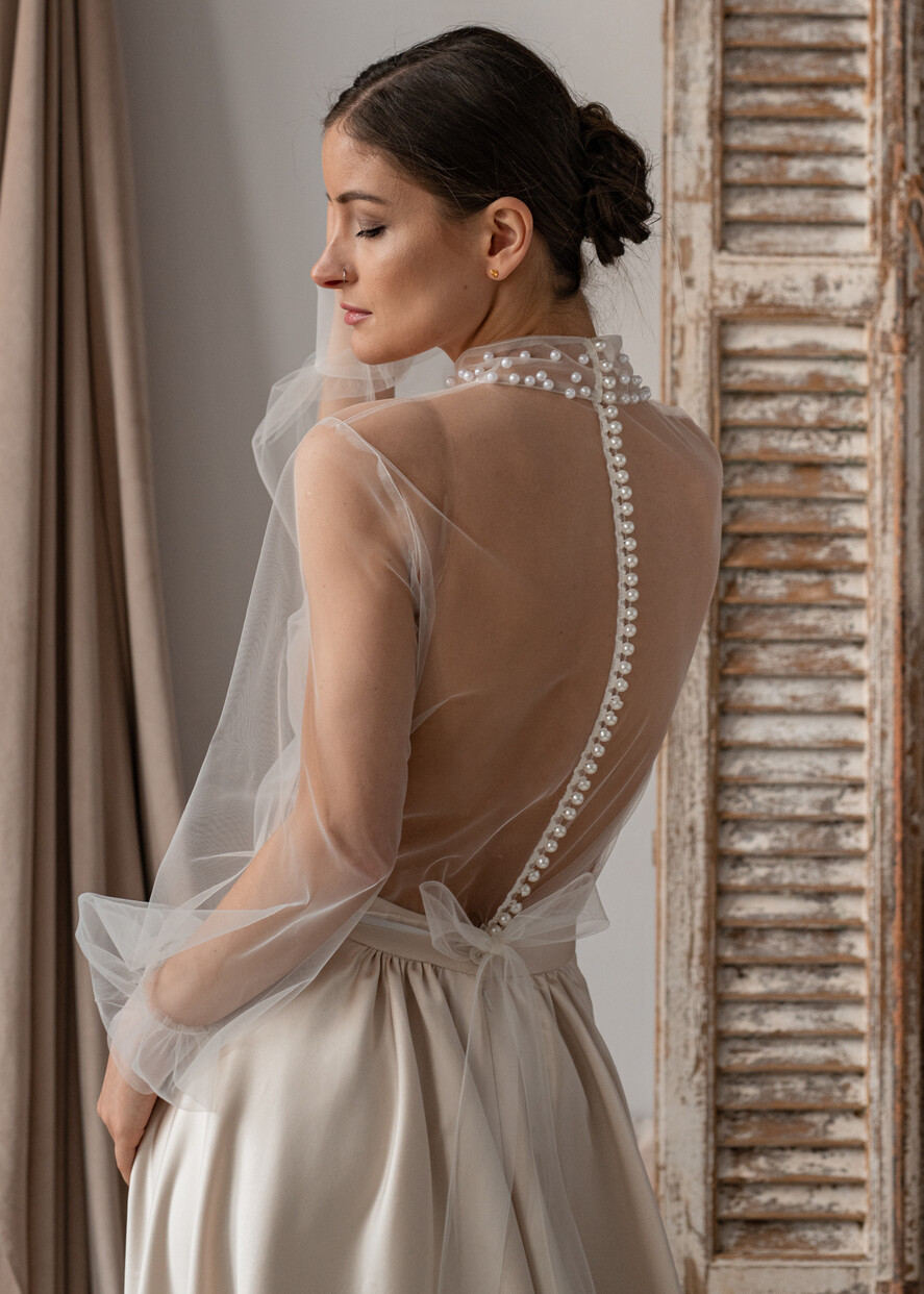 BRIDE bolero, robes, garter LACE WEDDING BOLERO Ivory tulle Wedding bolero puff sleeve, Shrug Women Wedding, Bridal Coverup, Ivory Blouse for Bride, Bridal Tulle Blouse, dress capalet