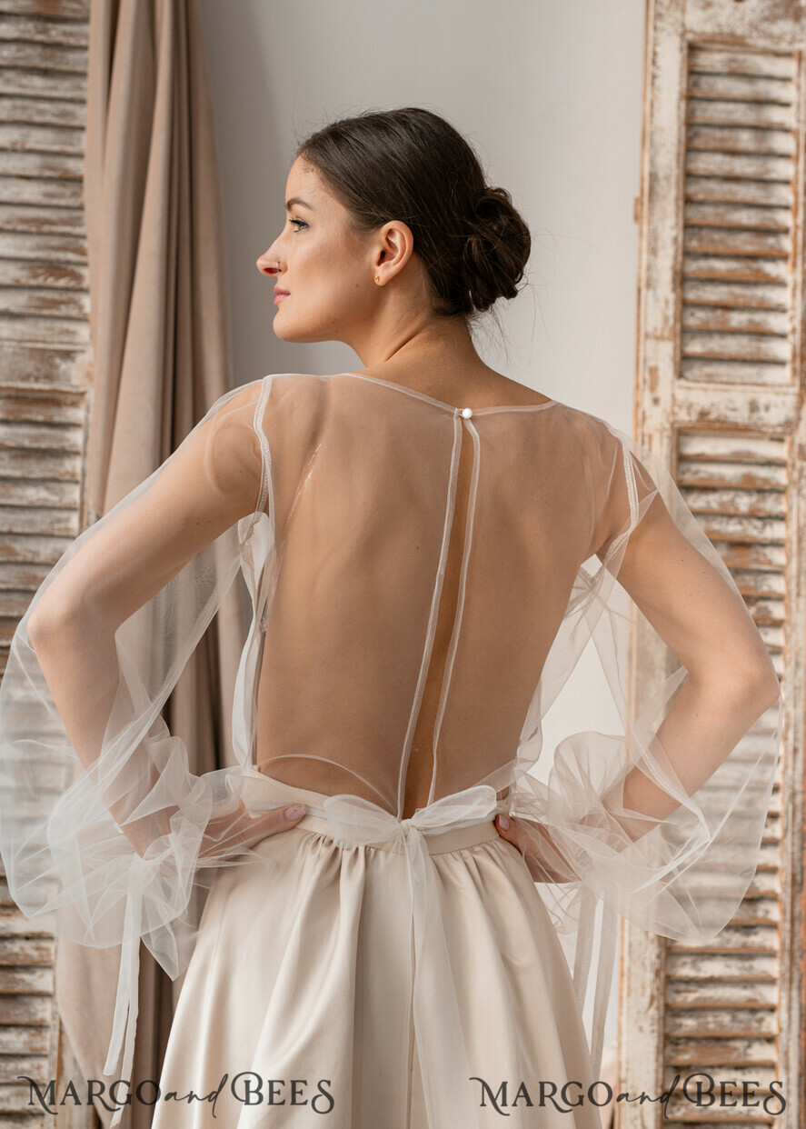 BRIDE bolero, robes, garter LACE WEDDING BOLERO Ivory Silk Wedding bolero long sleeve, Shrug Women Wedding, Bridal Modest Coverup, Boho Blouse for Bride, Bridal Lace Blouse, dress capalet