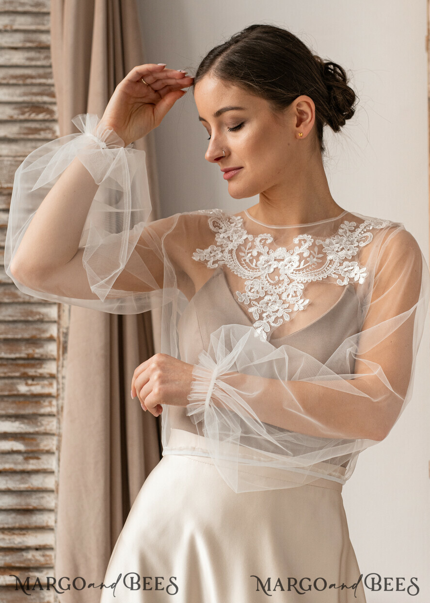 BRIDE bolero, robes, garter LACE WEDDING BOLERO Ivory Lace Wedding bolero long sleeve, Shrug Women Wedding, Bridal Backless Coverup, Ivory Blouse for Bride, Bridal Lace Blouse, dress capalet