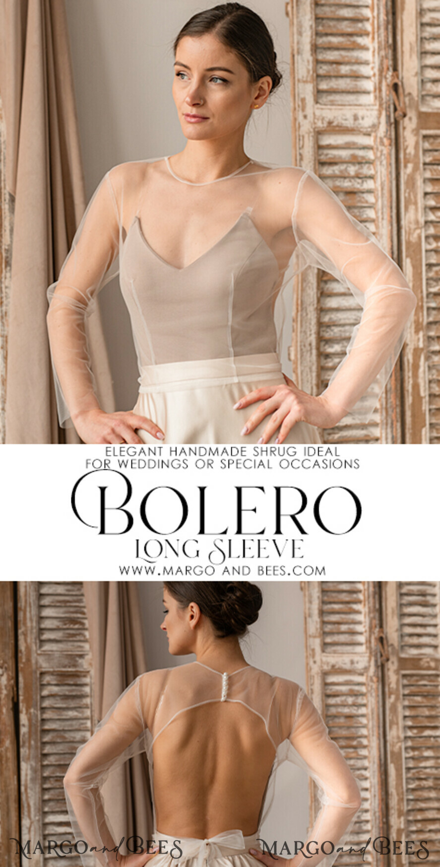 BRIDE bolero, robes, garter LACE WEDDING BOLERO Ivory tulle Wedding bolero long sleeve, Shrug Women Wedding, Bridal Coverup, Ivory Blouse for Bride, Bridal Tulle Blouse, dress capalet