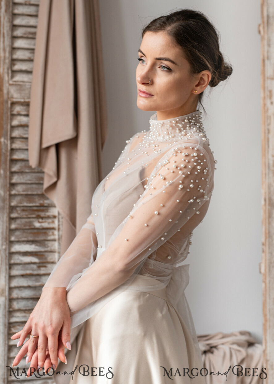 BRIDE bolero, robes, garter LACE WEDDING BOLERO Ivory tulle Wedding bolero long sleevewith bow , Shrug Women Wedding, Bridal Coverup, white Blouse for Bride, Bridal Tulle Blouse, dress capalet