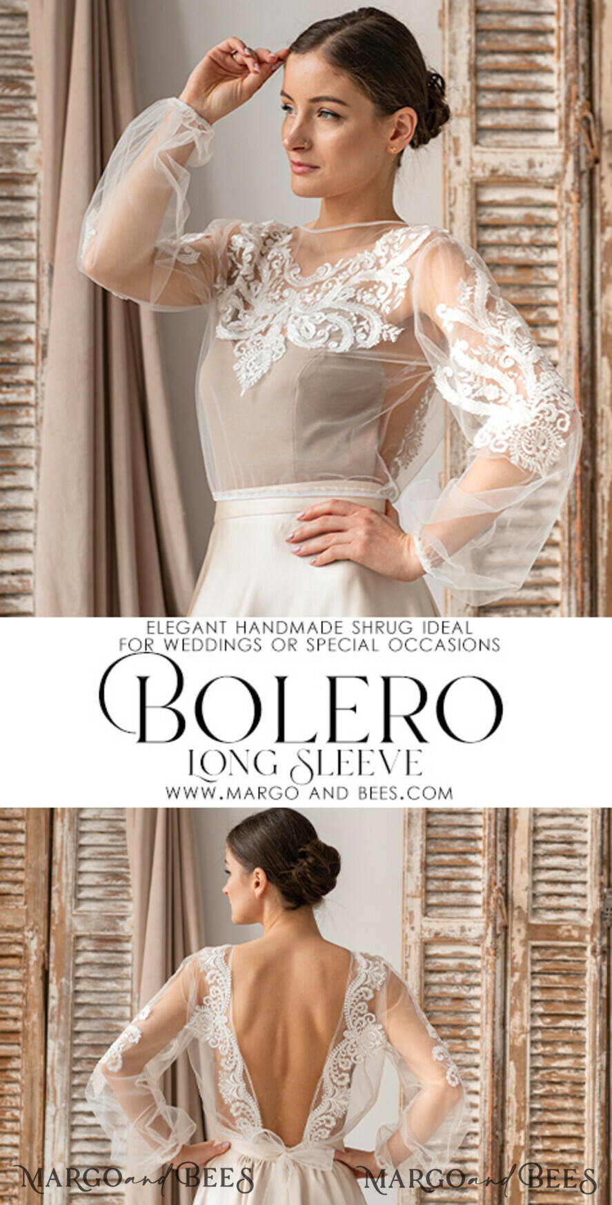 BRIDE bolero, robes, garter LACE WEDDING BOLERO Ivory Lace Wedding bolero puff sleeve, Shrug Women Wedding, Bridal Backless Coverup, Ivory Blouse for Bride, Bridal Lace Blouse, dress capalet