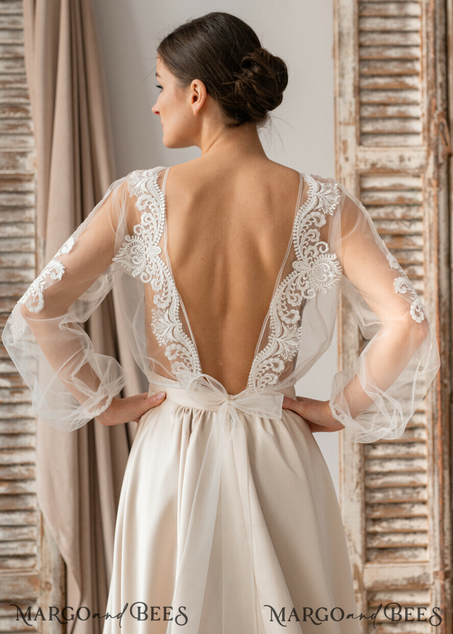 BRIDE bolero, robes, garter LACE WEDDING BOLERO Ivory Lace Wedding bolero puff sleeve, Shrug Women Wedding, Bridal Backless Coverup, Ivory Blouse for Bride, Bridal Lace Blouse, dress capalet