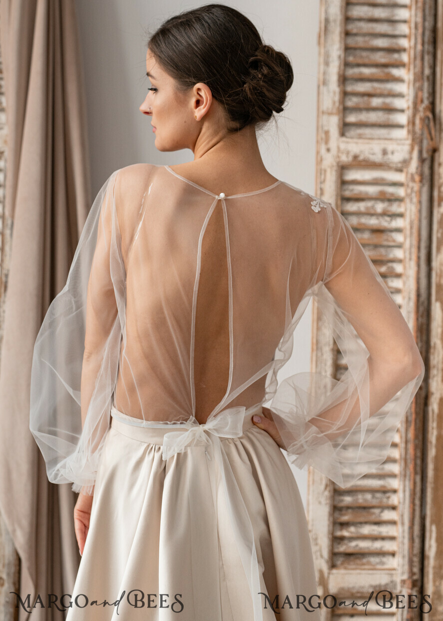 BRIDE bolero, robes, garter LACE WEDDING BOLERO Ivory Lace Wedding bolero long sleeve, Shrug Women Wedding, Bridal Backless Coverup, Ivory Blouse for Bride, Bridal Lace Blouse, dress capalet