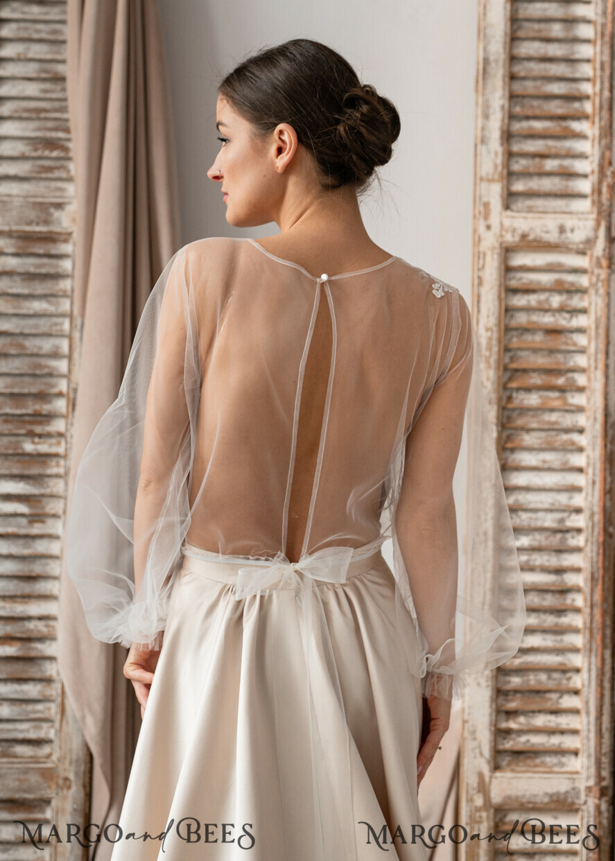 BRIDE bolero, robes, garter LACE WEDDING BOLERO Ivory Lace Wedding bolero long sleeve, Shrug Women Wedding, Bridal Backless Coverup, Ivory Blouse for Bride, Bridal Lace Blouse, dress capalet