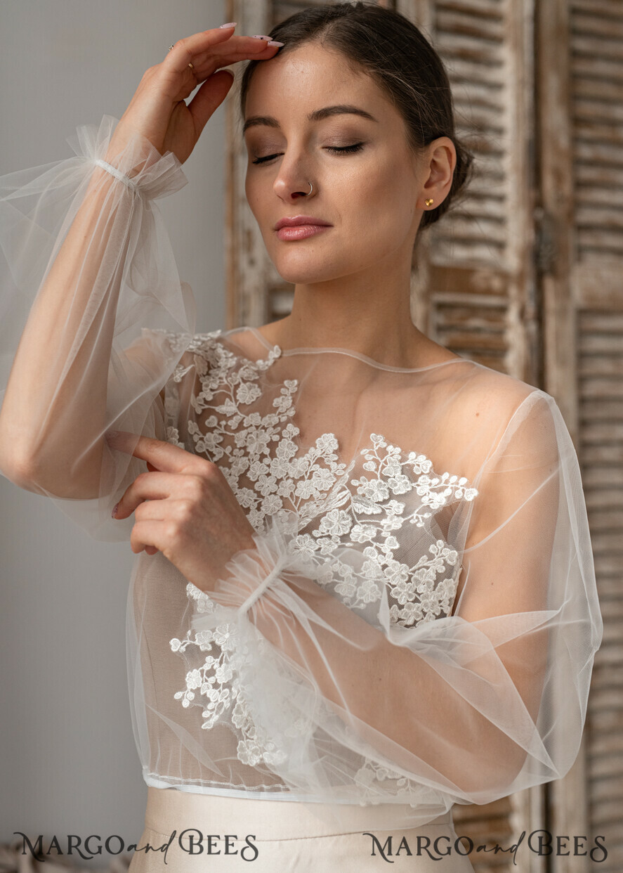 BRIDE bolero, robes, garter LACE WEDDING BOLERO Ivory Lace Wedding bolero long sleeve, Shrug Women Wedding, Bridal Backless Coverup, Ivory Blouse for Bride, Bridal Lace Blouse, dress capalet