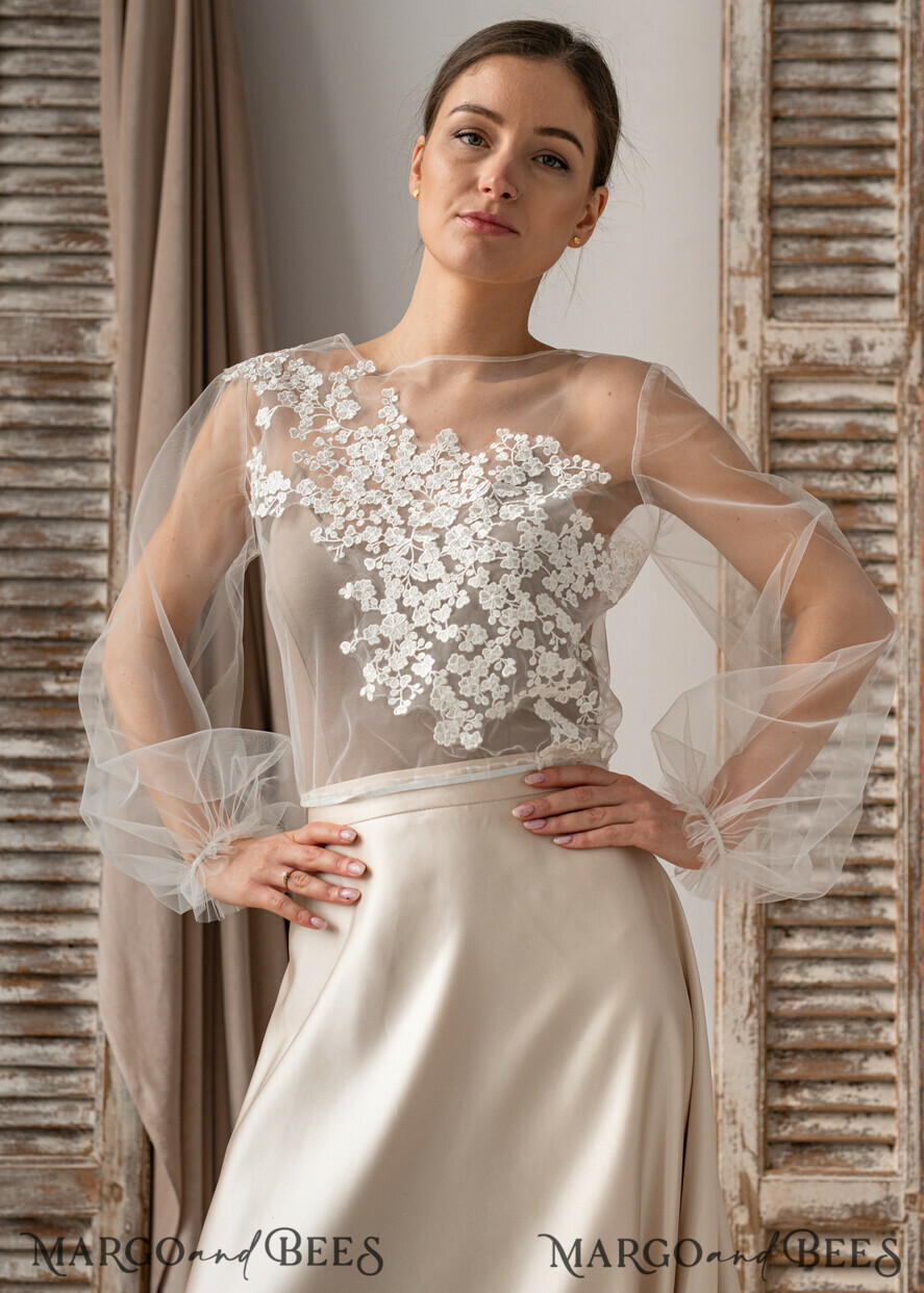 BRIDE bolero, robes, garter LACE WEDDING BOLERO Ivory Lace Wedding bolero long sleeve, Shrug Women Wedding, Bridal Backless Coverup, Ivory Blouse for Bride, Bridal Lace Blouse, dress capalet