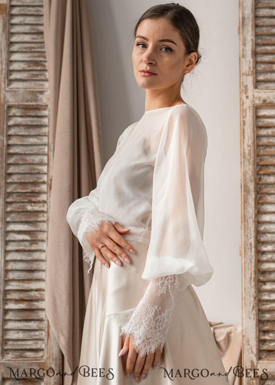 BRIDE bolero, robes, garter LACE WEDDING BOLERO Ivory Silk and Lace Wedding bolero long sleeve, Shrug Women Wedding, Bridal Backless Coverup, Ivory Blouse for Bride, Bridal Lace Blouse, dress capalet