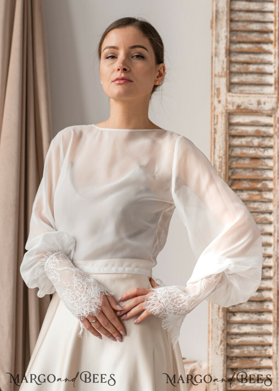 BRIDE bolero, robes, garter LACE WEDDING BOLERO Ivory Silk and Lace Wedding bolero long sleeve, Shrug Women Wedding, Bridal Backless Coverup, Ivory Blouse for Bride, Bridal Lace Blouse, dress capalet