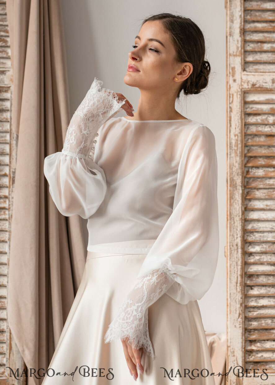 BRIDE bolero, robes, garter LACE WEDDING BOLERO Ivory Silk and Lace Wedding bolero long sleeve, Shrug Women Wedding, Bridal Backless Coverup, Ivory Blouse for Bride, Bridal Lace Blouse, dress capalet
