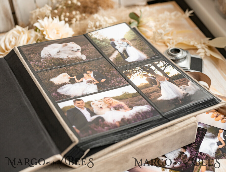 PHOTO ALBUM/ PHOTO BOX Slip-In Photo Album Large Velvet Wedding Slip-In Photo Album With SlipCase, Photo album black Sleeves for 500 4x6