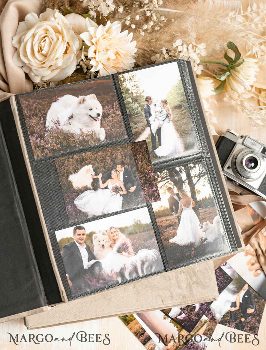 PHOTO ALBUM/ PHOTO BOX Slip-In Photo Album Large Velvet Wedding Slip-In Photo Album With SlipCase, Photo album black Sleeves for 500 4x6