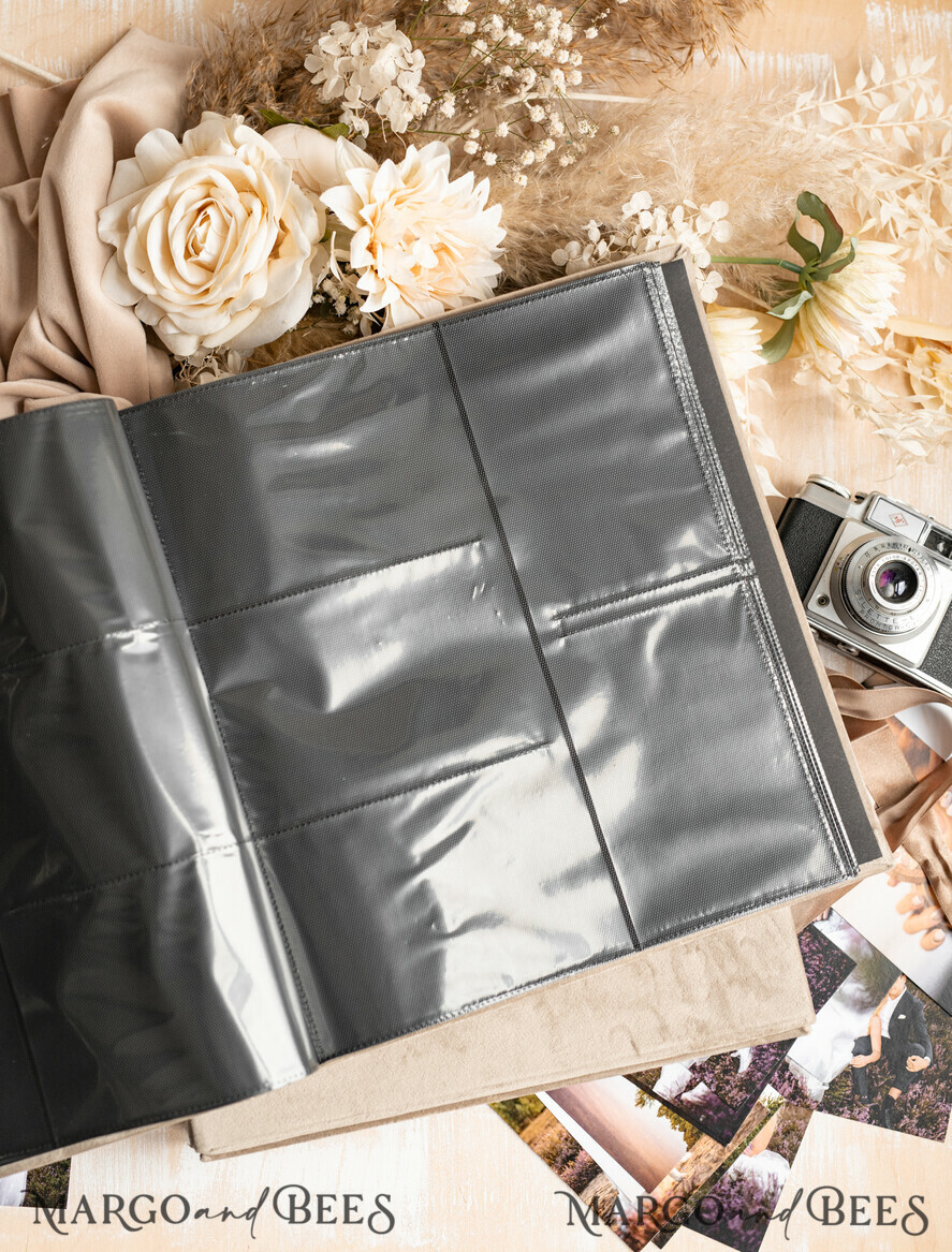 PHOTO ALBUM/ PHOTO BOX Slip-In Photo Album Large Velvet Wedding Slip-In Photo Album With SlipCase, Photo album black Sleeves for 500 4x6