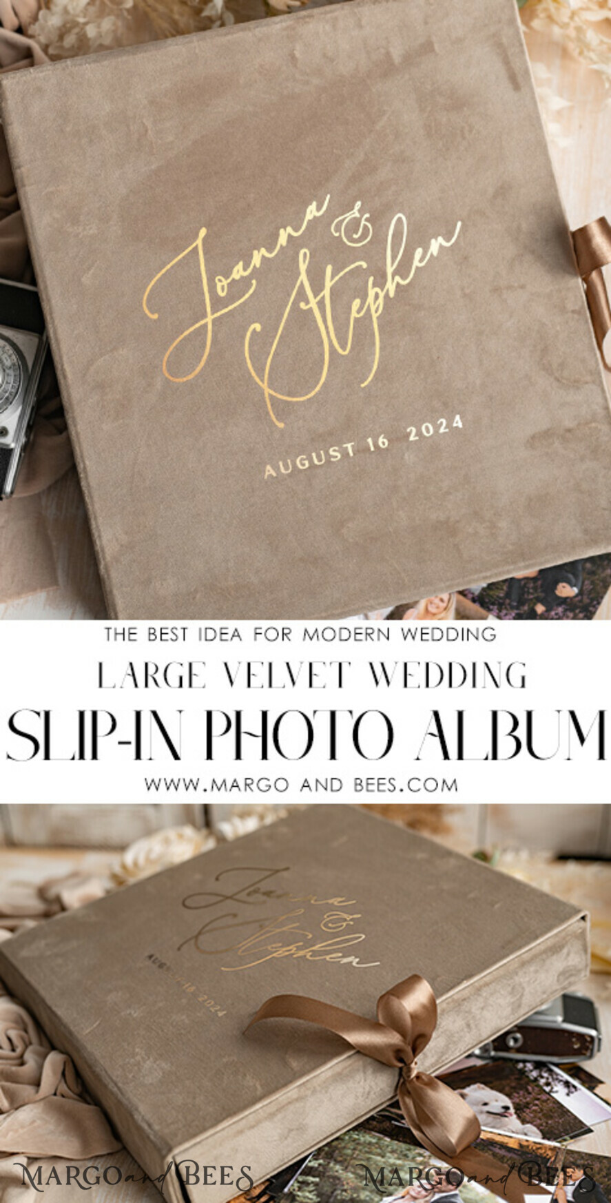PHOTO ALBUM/ PHOTO BOX Slip-In Photo Album Large Velvet Wedding Slip-In Photo Album With SlipCase, Photo album black Sleeves for 500 4x6