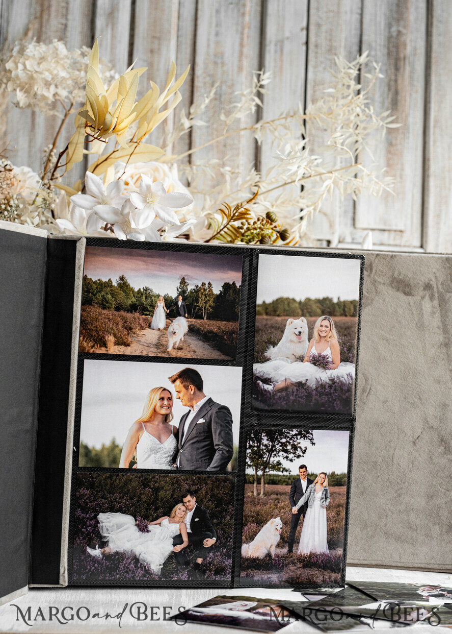 PHOTO ALBUM/ PHOTO BOX Slip-In Photo Album Large Velvet Wedding Slip-In Photo Album With SlipCase, Photo album black Sleeves for 500 4x6
