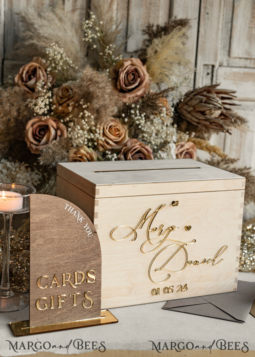 CARD BOXES Wood Eco Rustic Card boxes rustic wood Set Card Box & Sign, Wedding Card Box with lock cards gifts sign with stand, wooden Wedding Money Box Sing Guestbook Set, Card Box with slot and lock cards and gift Arch acrylic sign set