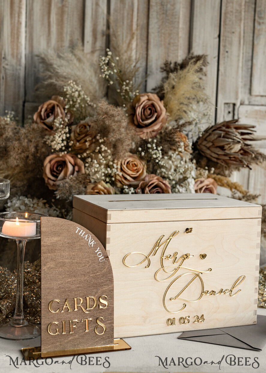 CARD BOXES Wood Eco Rustic Card boxes rustic wood Set Card Box & Sign, Wedding Card Box with lock cards gifts sign with stand, wooden Wedding Money Box Sing Guestbook Set, Card Box with slot and lock cards and gift Arch acrylic sign set