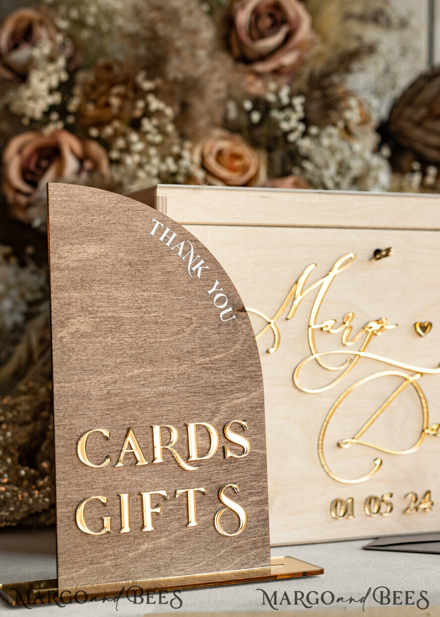 CARD BOXES Wood Eco Rustic Card boxes rustic wood Set Card Box & Sign, Wedding Card Box with lock cards gifts sign with stand, wooden Wedding Money Box Sing Guestbook Set, Card Box with slot and lock cards and gift Arch acrylic sign set