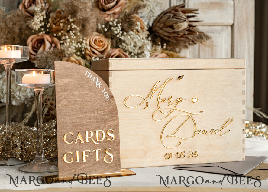 CARD BOXES Wood Eco Rustic Card boxes rustic wood Set Card Box & Sign, Wedding Card Box with lock cards gifts sign with stand, wooden Wedding Money Box Sing Guestbook Set, Card Box with slot and lock cards and gift Arch acrylic sign set