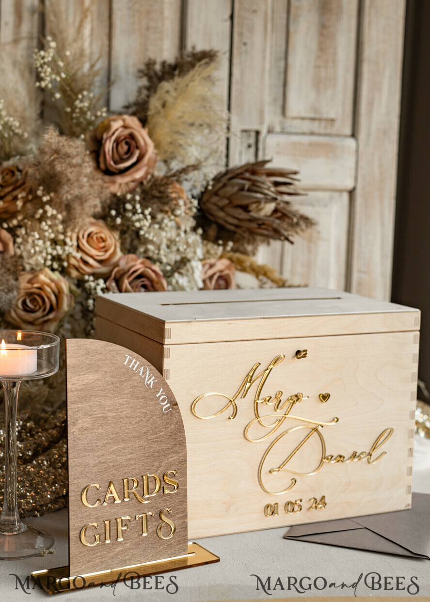 CARD BOXES Wood Eco Rustic Card boxes rustic wood Set Card Box & Sign, Wedding Card Box with lock cards gifts sign with stand, wooden Wedding Money Box Sing Guestbook Set, Card Box with slot and lock cards and gift Arch acrylic sign set