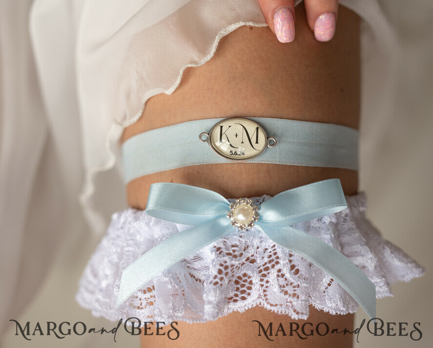 BRIDE bolero, robes, garter GARTER FOR BRIDE Set of Two gartes, personalised wedding garter in box, something blue Lace garter & personalised toss set, garter for bride, bridal shower gift for bride, Lace garter set, gift for bride, toss garter
