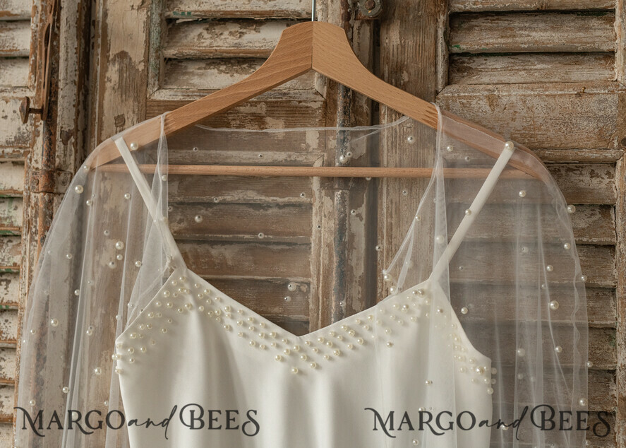 BRIDE bolero, robes, garter NIGHTGOWN / SLIP White/ Ivory nightgown with pearls Silk satin for Bride, Bridal Slip, Honeymoon lingerie, Bridal lingerie Bride nightgown