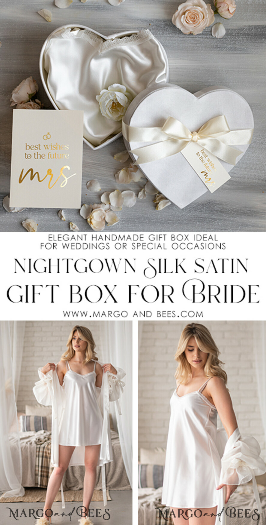 BRIDE bolero, robes, garter NIGHTGOWN / SLIP White Lace nightgown Silk satin for Bride, Bridal Slip, Honeymoon lingerie, Bridal lingerie Bride nightgown