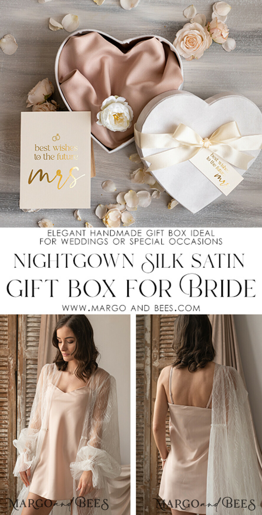 BRIDE bolero, robes, garter NIGHTGOWN / SLIP White/ Ivory/ beige nightgown Silk satin for Bride, Bridal Slip, Honeymoon lingerie, Bridal lingerie Bride nightgown