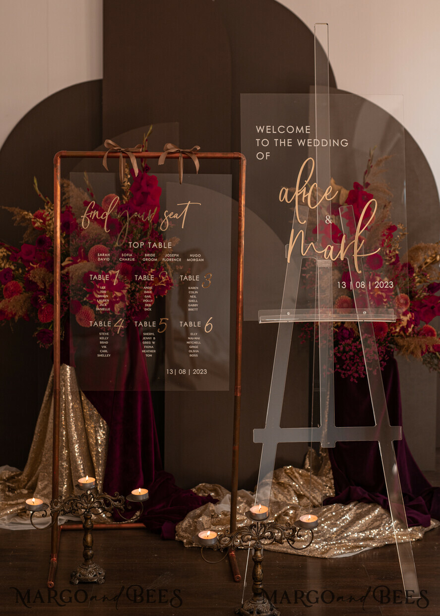 TABLE DECOR SIGNS Guestbook & Cards Gifts Signs Transparent Acrylic Cards And Well Wishes Sign, Clear Acrylic And Gold Sign, Gold Plexi Sign, Luxury Wedding Table Decor, Wedding Signage Golden Mirror Cards