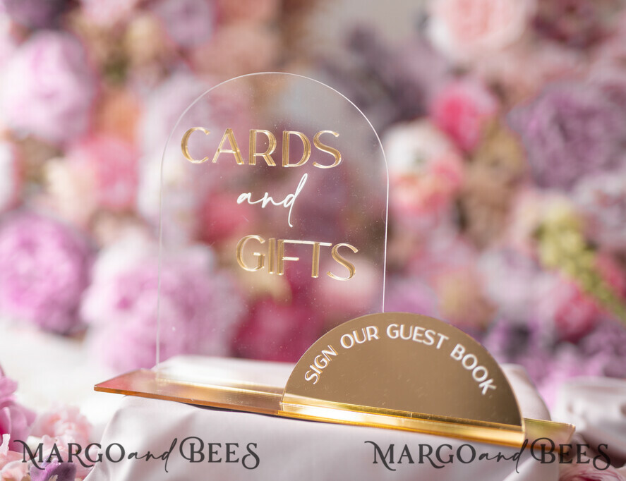 TABLE DECOR SIGNS Guestbook & Cards Gifts Signs Golden Acrylic gifts & cards signs with stand, blush pink Velvet and gold guestbook Sign, Golden Plexi gifts & cards signs, Luxury Wedding guestbook Decor Centerpieces
